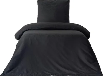 Produktbild von Bettwäsche 155x220 cm Baumwolle Set Renforce Schwarz Kariert weich Kissenbezug 80x80 cm mit Reißverschluss alle Jahreszeiten