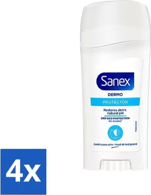 Zdjęcie produktu dla Sanex - Dezodorant w sztyfcie - Dermo Protector - Formuła przyjazna dla skóry - 65 ml - Opakowanie ekonomiczne - 4 sztuki