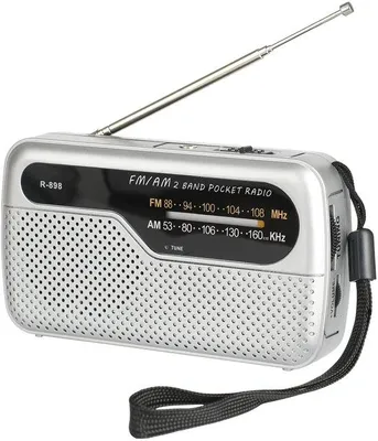 Obrázok produktu pre Prenosná núdzová rádiopríjimač - AM/FM - Rádiopríjimač na batérie - Prenosné rádio - Kompaktné rádio - Možnosť pripojenia slúchadiel - Vhodné v prípade katastrof - Vhodné na kempovanie - Strieborná farba