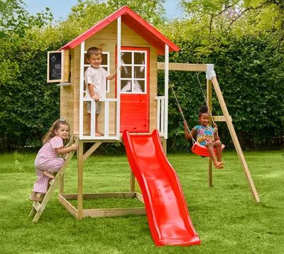 Obrázek produktu pro Zwerkules Lolla 2 dětský domek na kůlech se skluzavkou a houpačkou dřevo