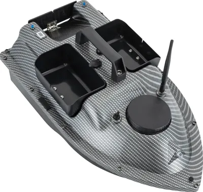 Produktbild von Futterboot Angeln - RC Köderboot mit GPS - 500 m Reichweite - 2 kg Futterkapazität - Mini Fernsteuerung - Grau