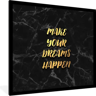 Produktbild von MuchoWow® Gerahmtes Poster Zitate - Traum - Gold - Marmor 40x40 cm - Poster mit Schwarzem Bilderrahmen Wandposter Rahmen Foto Bilder - Mit Rahmen - Wanddekoration Schlafzimmer