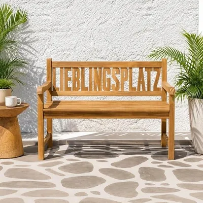Imagen del producto de Banco de teca maciza, modelo "LIEBLINGSPLATZ", 130 cm. Banco de jardín, banco de madera, banco para parques