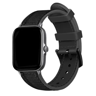 Produktbild von Strap-it Amazfit Bip Nylon-Hybridarmband (Schwarz)