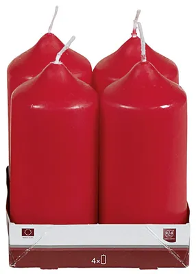 Obrázek produktu pro Sloupková svíčka 11cm Ø5cm červená 4 balení