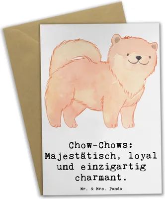 Produktbild von Mr. & Mrs. Panda babykarte Chow-Chow Charme - Weiß - Geschenk, osterkarte, Treue, Hunderassen Eigenschaften, Hunderasse, jubiläumskarte, Pflege von Chow-Chows, Hunde