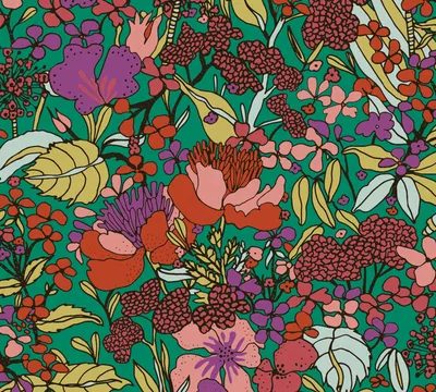 Produktbild von Architects Paper Blumentapete Floral Impression florale Tapete Vliestapete bunt grün rot lila gelb 10,05 m x 0,53 m