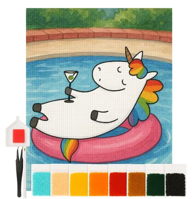 Produktbild von Mr. & Mrs. Panda Diamond Painting Einhorn Cocktail Design 40 x 50 cm Mit Rahmen - Weiß - Geschenk, Lustig, bilder, Einhörner, Spruch, diamant, Rum, Unicorn, Geburtstag