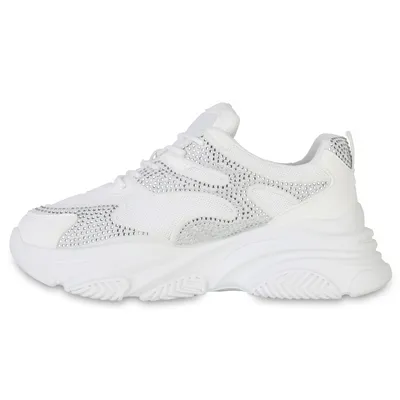 Produktbild von VAN HILL Damen Plateau Sneaker Strass Schnürer Profil-Sohle Schuhe 840880, Farbe: Weiß, Größe: 37