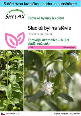 Obrázek produktu pro SAFLAX Dárková sada - Sladká bylina stévie - Stevia rebaudiana - 100 Semena - S dárkovou krabičkou, přepravním štítkem, dárkovou kartou a pěstebním médiem