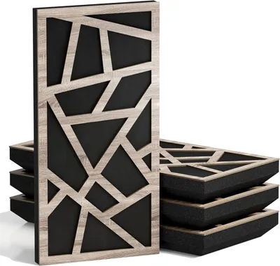 Obrázek produktu pro Sada 10 tenkých akustických panelů SKYROSS-F, potah samet, rozměry 50x25 cm, barva Sonoma/černá