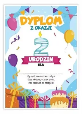 Obrázok produktu pre Dyplom A5 urodzinowy - drugie urodziny 5szt - LearnHow