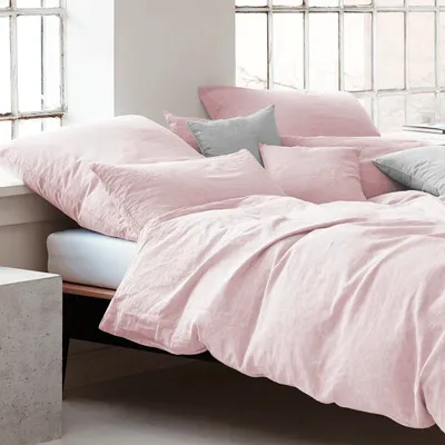 Produktbild von elegante Halbleinen-Bettwäsche-Garnitur Breeze Farbe rose Größe 135x200+80x80cm