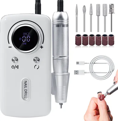 Produktbild von Kabellose Nagelfräse, 2000 mAh Akku, Maniküreset, Einstellbare Geschwindigkeit, Powerbank, Nagelfeilen