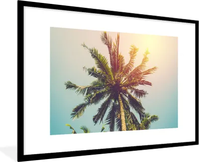Produktbild von MuchoWow® Gerahmtes Poster Palme - Sommer - Tropisch - Sonne 90x60 cm - Poster mit Schwarzem Bilderrahmen Wandposter Rahmen Foto Bilder - Wanddekoration - Fotos