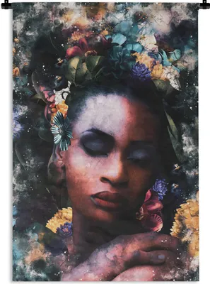 Produktbild von MuchoWow® Wandteppich Wandbehang Frau - Farbe - Abstrakt 90x135 cm Tapisserie Dekoration Wandtuch - Baumwolle - Wandskulptur