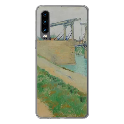 Produktbild von MuchoWow® Handyhülle Schutzhülle Hülle für Huawei P30 Die Brücke von Langlois - Vincent van Gogh Silikon Softcase Handy Hülle - Kartenbesitzer