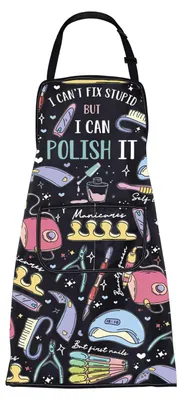 Nagelschort mit Spruch – wasserdicht, 72x68 cm, zwei Taschen