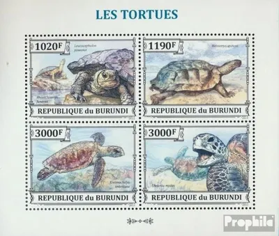Produktbild von Briefmarken Burundi 2013 Mi 3278-3281 Kleinbogen (kompl. Ausgabe) postfrisch Schildkröten