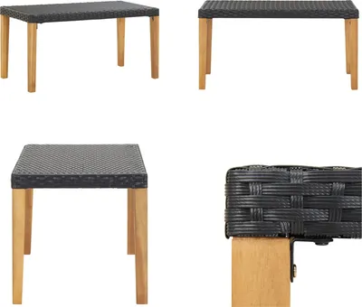 Produktbild von vidaXL Gartenbank 120 cm Schwarz Poly Rattan und Massivholz Akazie - Gartenbank - Gartenbänke - Bank - Bänke