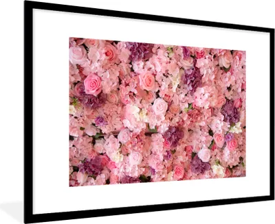Produktbild von MuchoWow® Gerahmtes Poster Blumen - Rosa - Rosen 90x60 cm - Poster mit Schwarzem Bilderrahmen Wandposter Rahmen Foto Bilder - Wanddekoration - Fotos