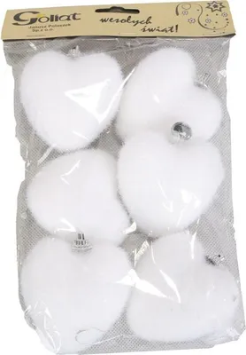 Zdjęcie produktu dla Komplet 6 flokowanych serc zawieszek 6.5 cm