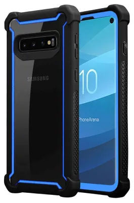 Produktbild von Cadorabo Hülle für Samsung Galaxy S10 4G Schutzhülle in Blau Handy Hülle Etui TPU Silikon-Rand Glas-Rücken Acryl