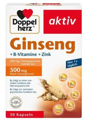 Obrázok produktu pre Ženšen dvojsrdcový 250 + B-vitamín + zinok (30 kapsúl)
