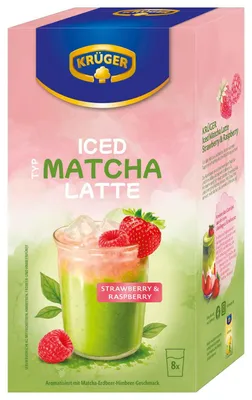 Obrázok produktu pre Krüger Iced Matcha Latte s príchuťou jahody a maliny, balenie po 8 ks