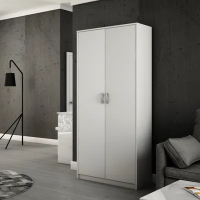 Produktbild von Aktenschrank mit 5 Fächern Mehrzweckschrank Haushaltsschrank in mattem Finish mit 4 Einlegeböden und 2 Türen weiß