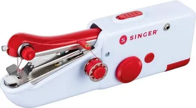 Mini-Nähmaschine, mechanisch, batteriebetrieben, weiß