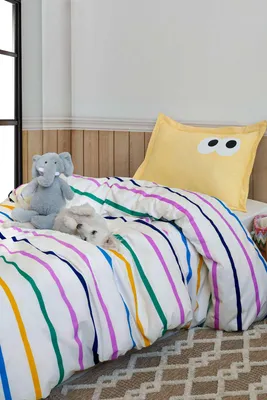 Produktbild von L'Essentiel Linge de Maison, Funny - Yellow, Einzelbettbezug-Set, Gelb, 65 % BAUMWOLLE / 35 % POLYESTER, 135 x 200 cm