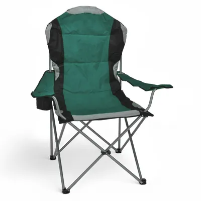 Produktbild von Regie Klappstuhl DELUXE mit Getränkehalter - grün - Campingstuhl Anglerstuhl mit Tragetasche