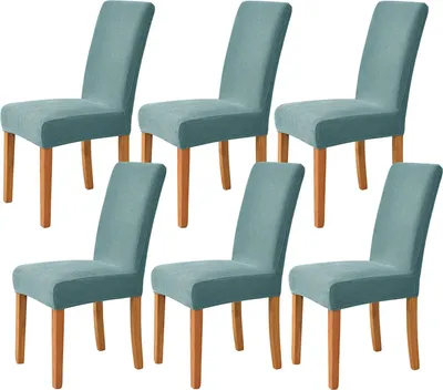Immagine prodotto di Copri sedie elasticizzati, morbidi, antiscivolo, per sedie da sala da pranzo e per banchetti, set da 6, verde
