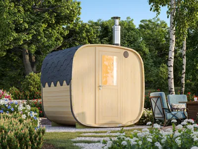 Produktbild von Fjordholz Fass-Sauna Modell Quadro 170 cm