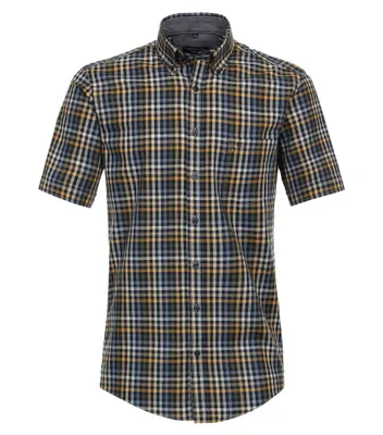 Produktbild von CASAMODA Herren Freizeithemd Kurzarm Button-Down Casual-Fit Beige kariert S