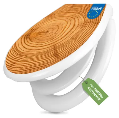 Produktbild von banjado Familien WC Sitz weiß mit Kindersitz und Absenkautomatik und Motiv Baumstamm [TDWK 10289]