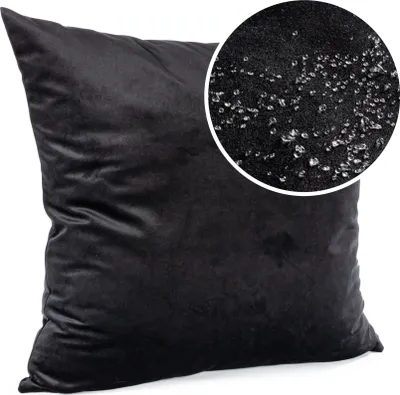 Produktbild von Dekokissen 50x50cm Kissenhülle mit Reißverschluss Sofakissen mit Füllung Einfarbig Samt Uni Schwarz