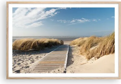 Produktbild von Gerahmtes Poster - Rahmen in heller Eiche - Strand Meer Fußgängerbrücke Ufer - 91,5x61 cm - Wand Bild - Wanddeko - Wandbilder - Wandposter - Bilderrahmen - Bilder - Kunstdruck - P2NAA91x61-2657