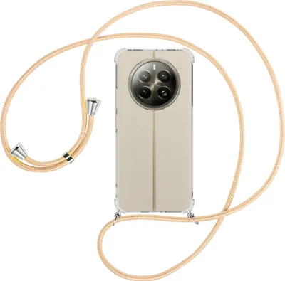 Produktbild von Handykette Backcover-Schutzhülle mit Band (Metall silberfarben) für Realme 12 Plus 5G / Narzo 70 Pro 5G - Goldkordel