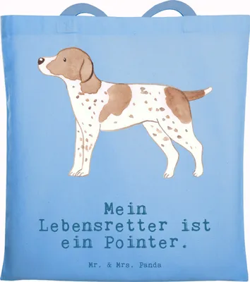Produktbild von Mr. & Mrs. Panda Jutebeutel Pointer Lebensretter - Sky Blue - Geschenk, English, canvas tasche, umhängebeutel, Stoffbeutel, Uni
