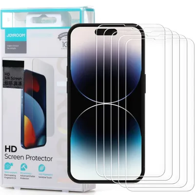 Produktbild von Joyroom Knight 2.5D FS TG Panzerglas-Displayschutz-Set für iPhone 14 Plus, 5 Stück, (JR-DH07)