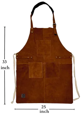 Productafbeelding van Leren barbecueschort, voor mannen, bruin, werkschort