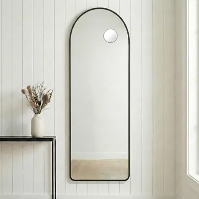 Produktbild von SONGMICS Ganzkörperspiegel mit Vergrößerungsspiegel, Sicherheitsglas, gewölbt, 160 x 50 cm, schwarz