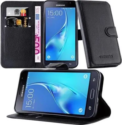 Obrázek produktu pro Cadorabo Case for Samsung Galaxy J3 2015 Protective Case in Black Pouzdro na mobilní telefon s magnetickým zavíráním