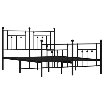 Zdjęcie produktu dla Metalowa Rama Łóżka Z Wezgłowiem I Zanóżkiem, Czarna, 140X200Cm Lumarko!