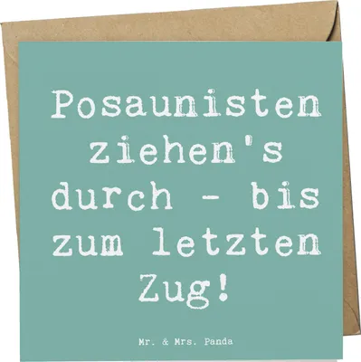 Produktbild von Mr. & Mrs. Panda Grußkarte Spruch Trombone Durchzieher - Meeresbrise - Geschenk, Zugmechanismus, Lernen, doppelkarte, anlasskarte, Musiker, Musizieren, Klappkarte, Musik
