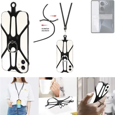 Produktbild von K-S-Trade 3in1 Handykette Handyband Handykordel Halsband Smartphone-Ring Handy-Ring kompatibel mit Tecno Camon 20 Fingerhalterung Handyring