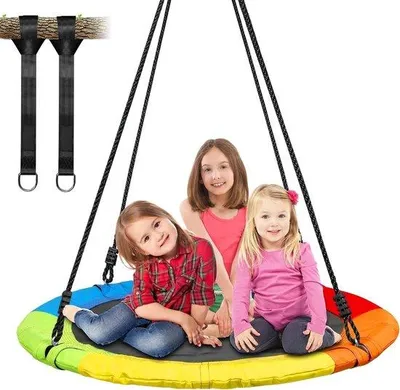 Produktbild von Nestschaukelset für den Außenbereich 100 cm mit 3 Meter Schwenkriemen - Bunt