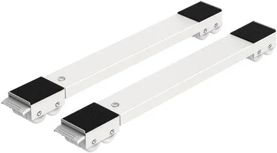 Produktbild von Verstellbarer Waschmaschinenständer mit Bremse, Möbelrolle für schwere Lasten wie Waschmaschine, Trockner, Kühlschrank bis zu 300 kg, Länge 44,5-72 cm, weiß
